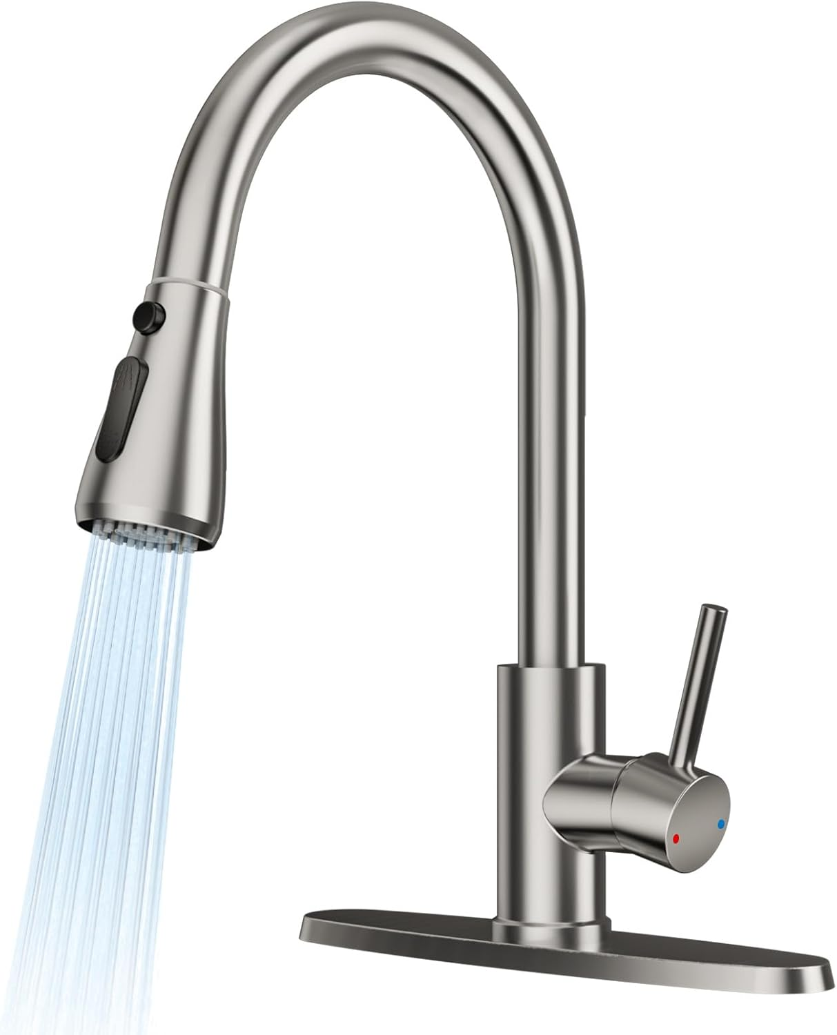 Kitchen Faucets with Pull down Sprayer, High Arc Stainless Steel Single Handle Kitchen Sink Faucet, 1 or 3 Hole Brushed Nickel Water Faucets for Farmhouse Laundry Camper Rv Bar