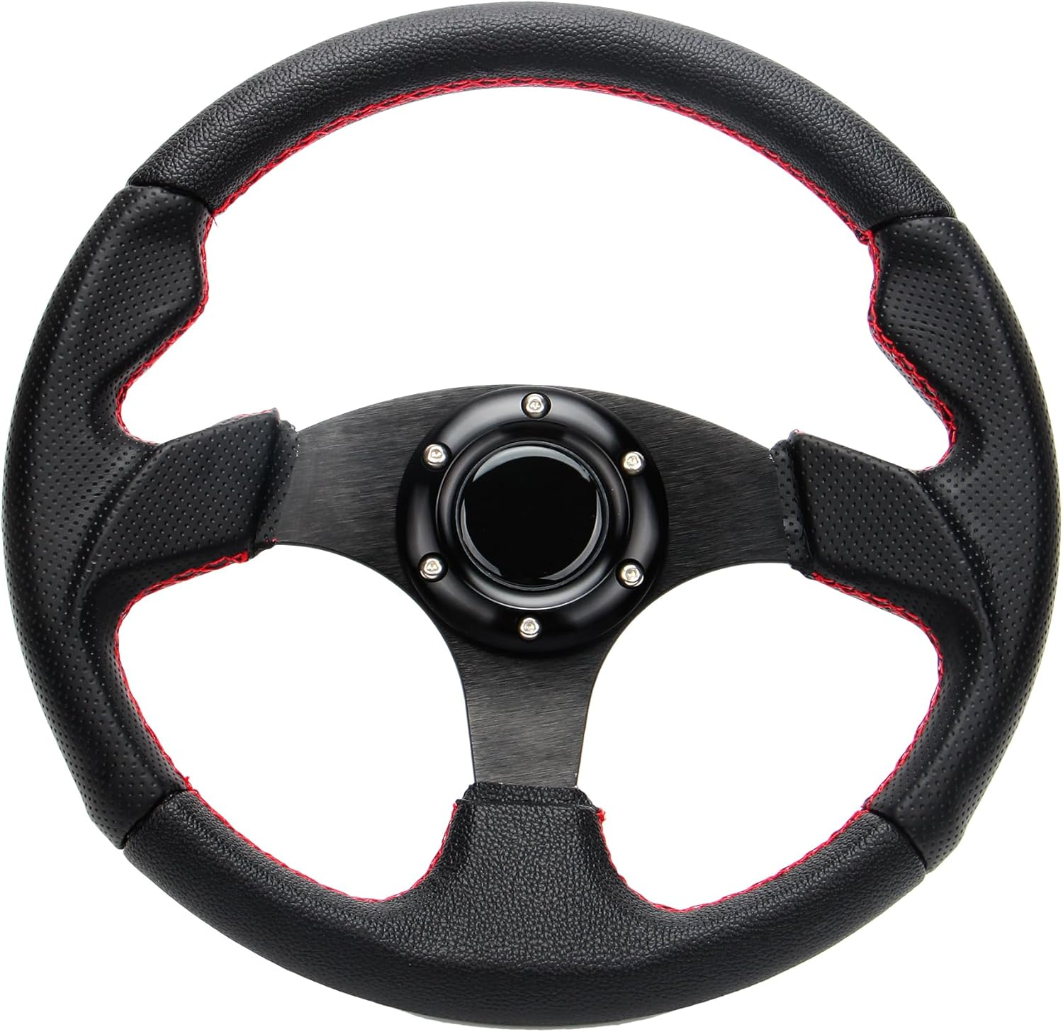 320Mm 12.5'' Car Racing Steering Wheel PVC Leather Flat Drift Game Race Style Steering Wheel with Red Stitch and Horn Button