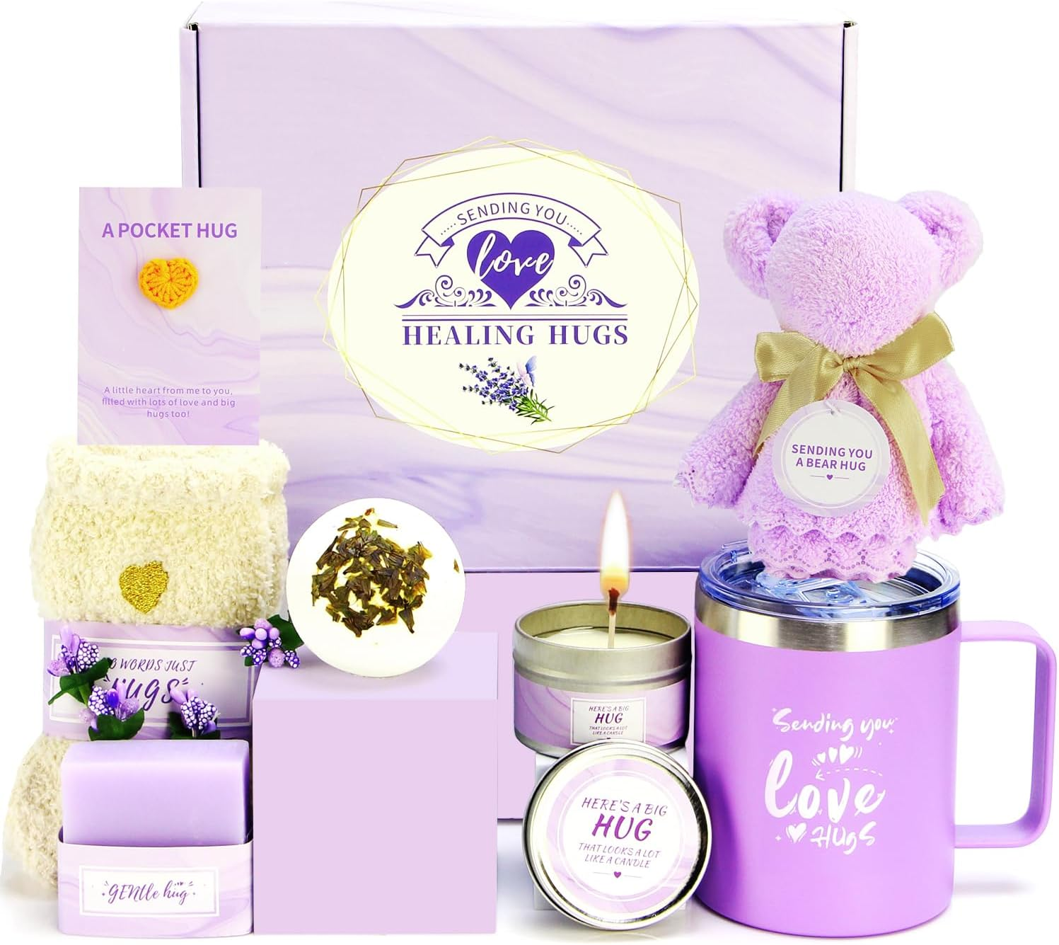 Get Well Gifts for Women, Recovery Self Care Package Feel Better Box, Get Well Soon Gift Baskets for after Surgery Illness Stress Relief, Thinking of You Sending Hug Sympathy Gifts