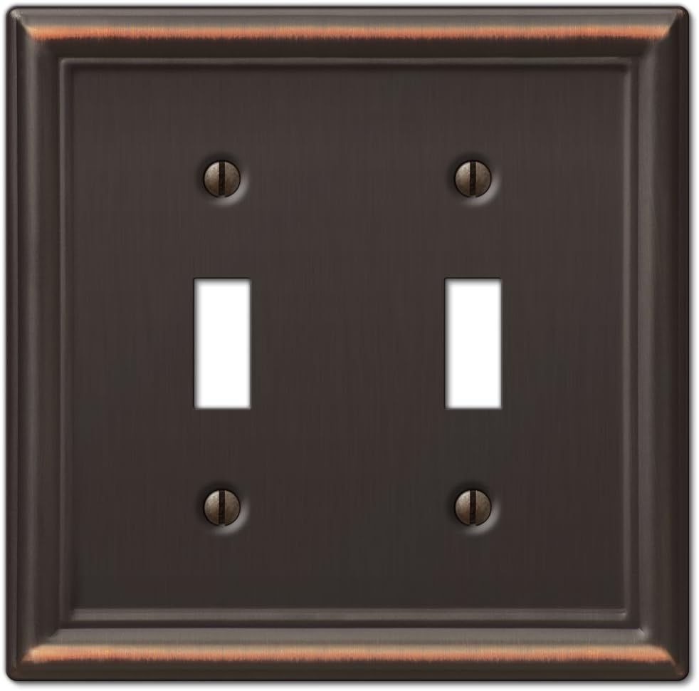 Amerelle 149TTDB Chelsea Wallplate, 2 Toggle, Aged Bronze