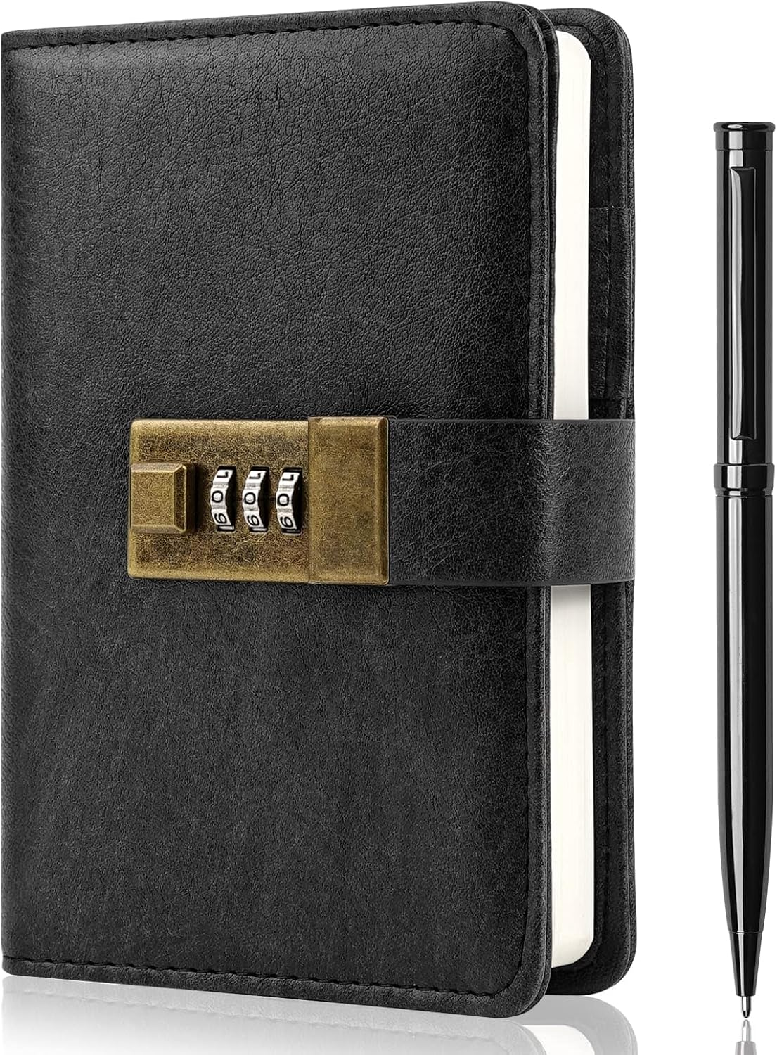 Journal with Lock, Diary with Lock, Password Notebook, Pen & Gift Box - Perfect for Men and Women - 4.3X 6.18In Black Keep Your Secrets Safe