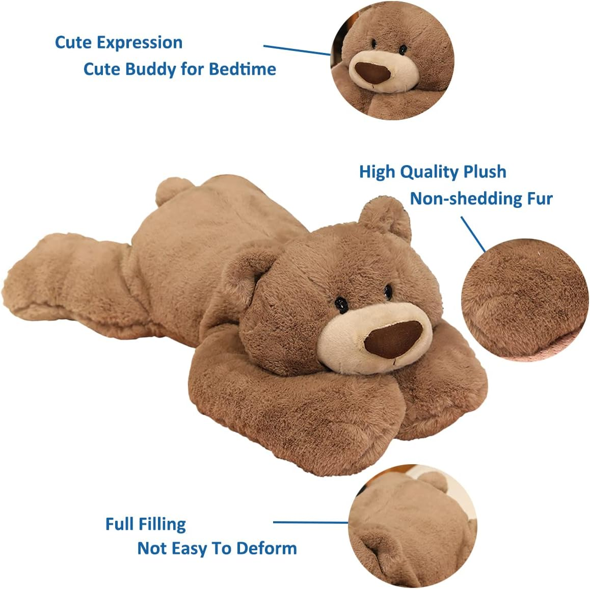 Weighted Stuffed Animals, 3.3 lbs Weighted Bear Stuffed Animal Toy Brown Bear... - Picture 4 of 13