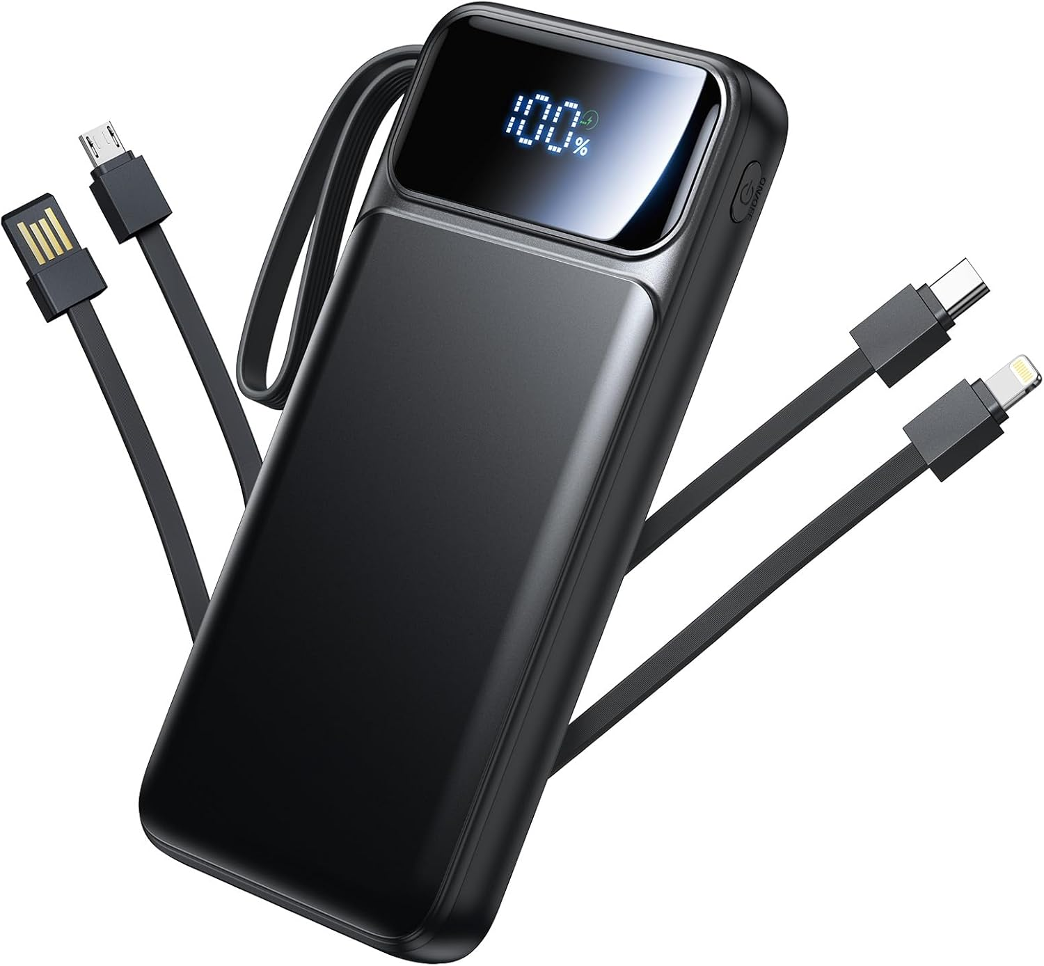 Aioneus Power Bank, Portable Charger with Built in Cable 22.5W Fast Charging Battery Pack 10000Mah Slim 6 Outputs 3 Inputs LED Display Phone Charger for Iphone Samsung Pixel Moto Ipad Travel Essential