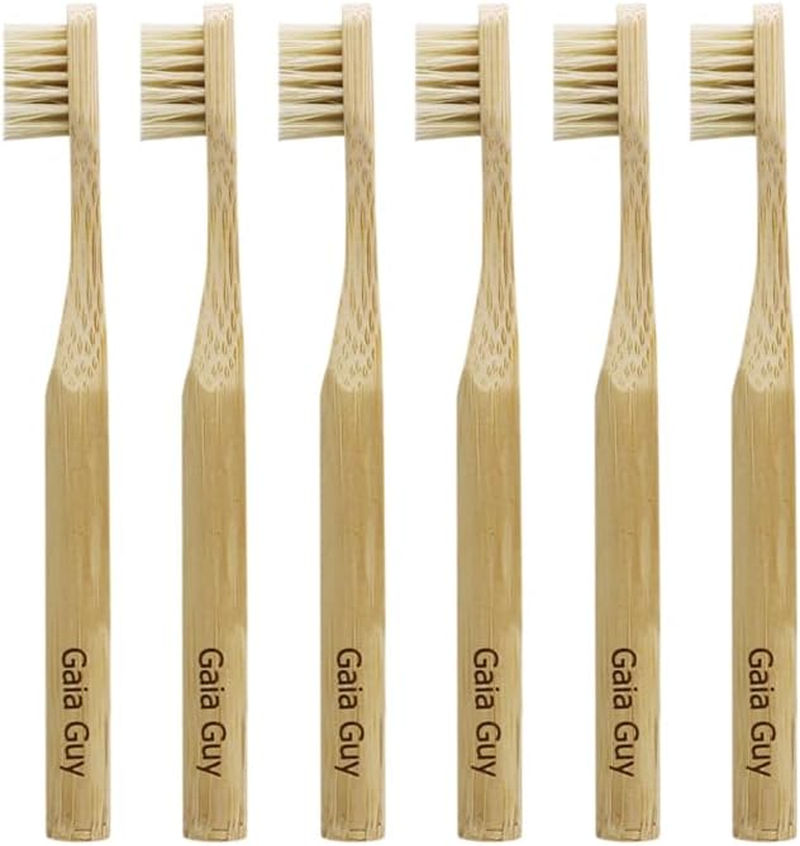 Natural Bristle Bamboo Toothbrush for Kids (NO Nylon - Boar Hair ONLY) - Totally Compostable & Biodegradable Boar Bristle and Bamboo Toothbrushes - Zero Waste - 6-Pack