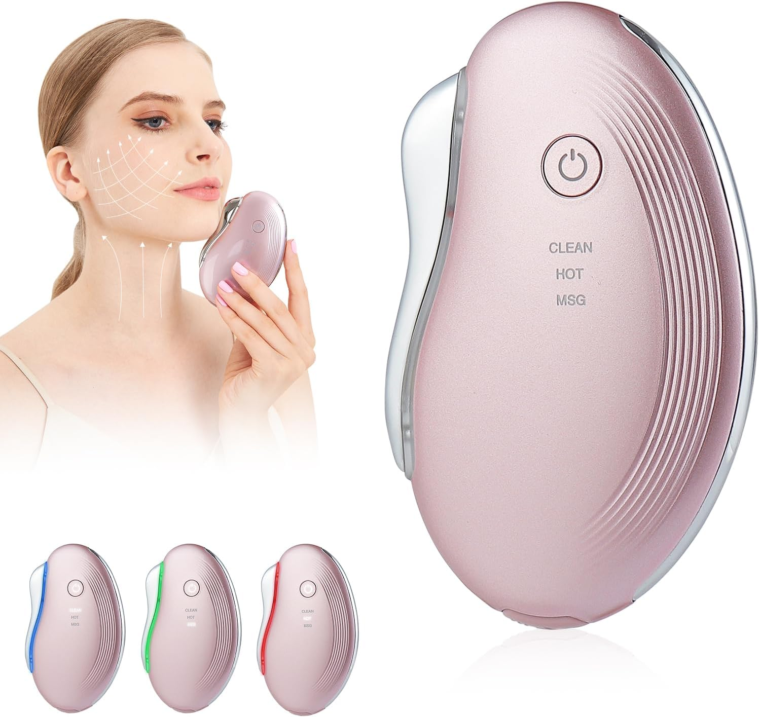 Heat Electric Gua Sha Tool, Face Massager | 4-In-1 Multiple Function Gua Sha Electric Massager for the Face and Neck