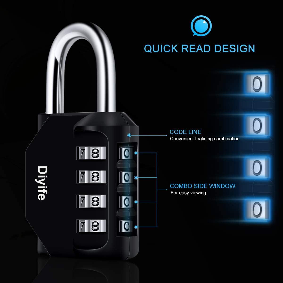 Combination Padlock, Diyife 4 Digit Heavy Duty Padlock Weatherproof Outdoor L... - Picture 4 of 11