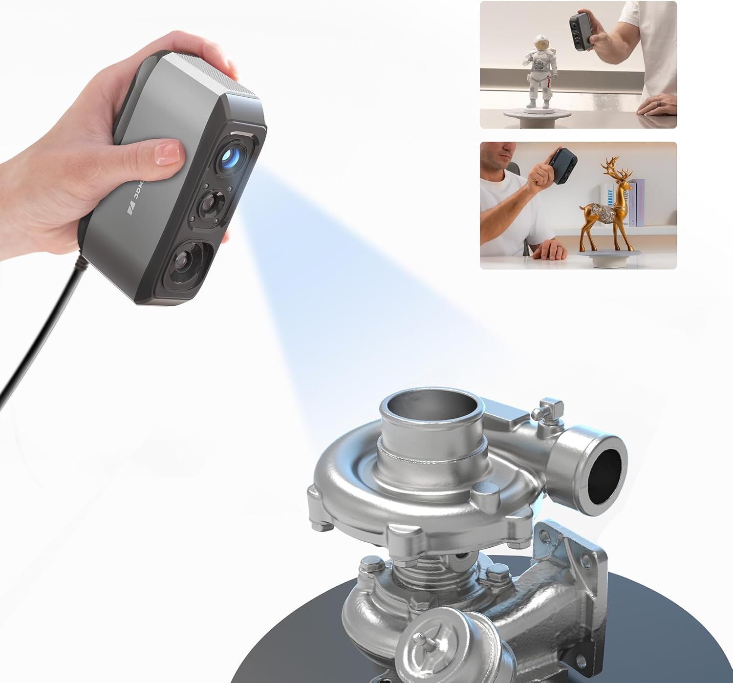 3D Scanner for 3D Printing, Handheld 3D Model Scanners with 0.05Mm High Detailed Precision, Intelligent Pre and Post Data Processing, Compatible with Windows/Macos (Moose Standard)
