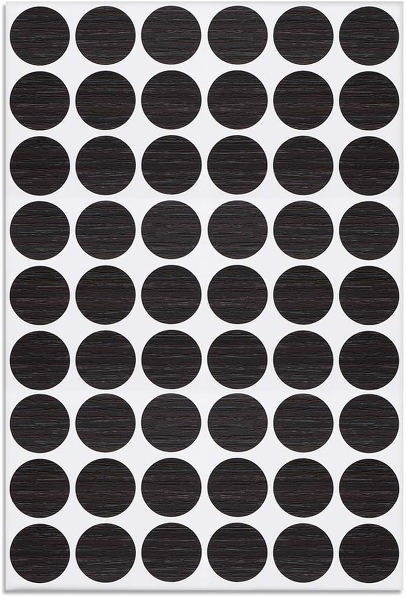 Uxcell Screw Hole Covers Stickers Textured Plastic Self Adhesive Stickers for Wood Furniture Cabinet Shelve Plate 21Mm Dia 54Pcs in 1Sheet Black, PC-107