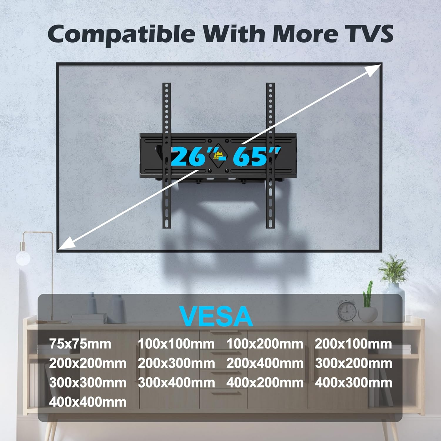 FORGING MOUNT TV Wall Mount Bracket for 26-65" Flat & Curved TVs, Swivels Til... - Picture 7 of 12