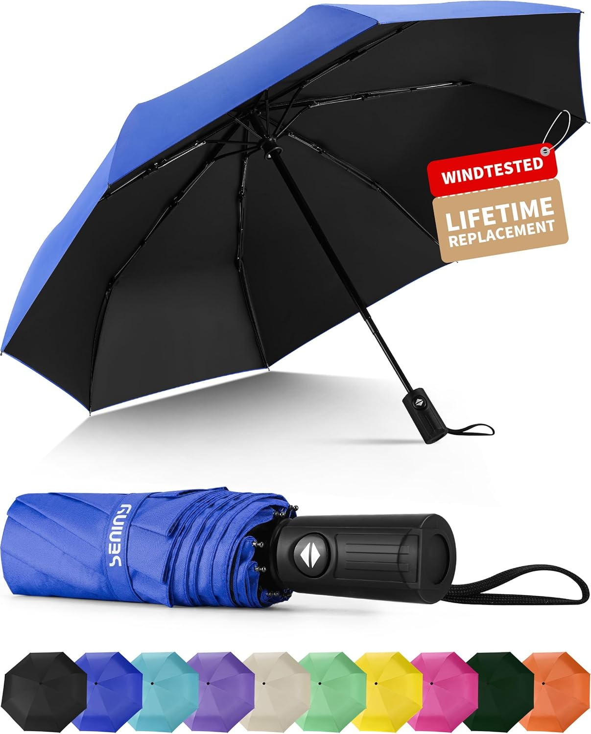 Windproof Travel Umbrella, Automatic Umbrellas for Rain, Portable & Compact Umbrellas for Backpack, Strong UV for Protection, Folding Small Sun Umbrella for Car, Walking