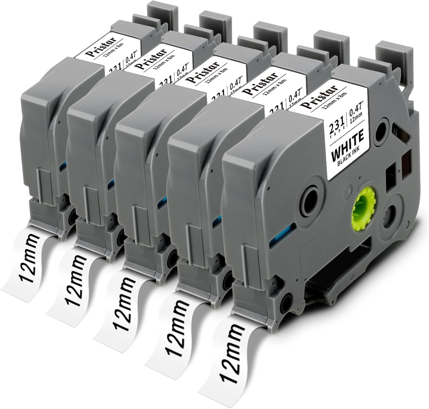 12Mm Compatibile Etichette per Brother Tze-231 Tze231 TZ-231 Nastro Laminato Nero Su Bianco per Brother PT-H200 PT-H107B H110 D210 D400VP P750W H100LB H100R 1000 H105 5 Pezzi