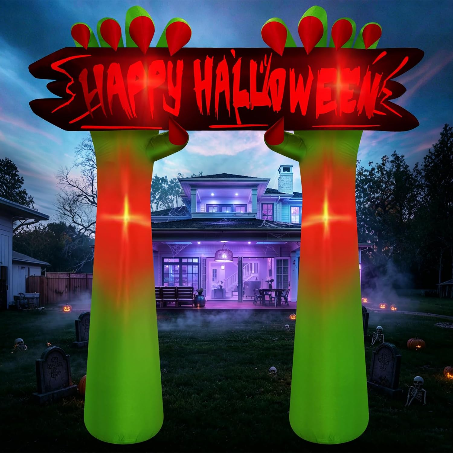 Danxilu 8FT Tall Halloween Inflatable Hand Archway Outdoor Decoration
