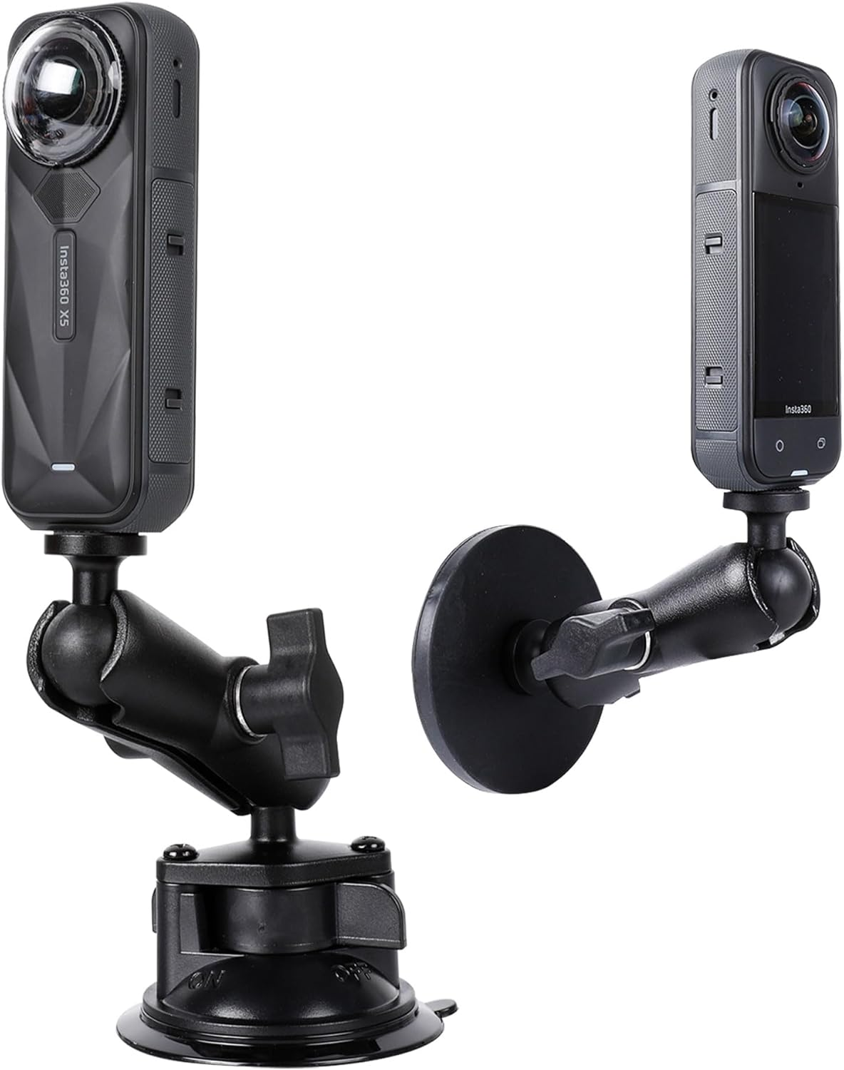 2 in 1 Suction Cup and Magnetic Camera Mount Stand Kit for Insta360 Series, Car Mount Windshield Dashboard Hood Holder ，Compatible with Insta360 X5 X4 X3 & More Action Camera