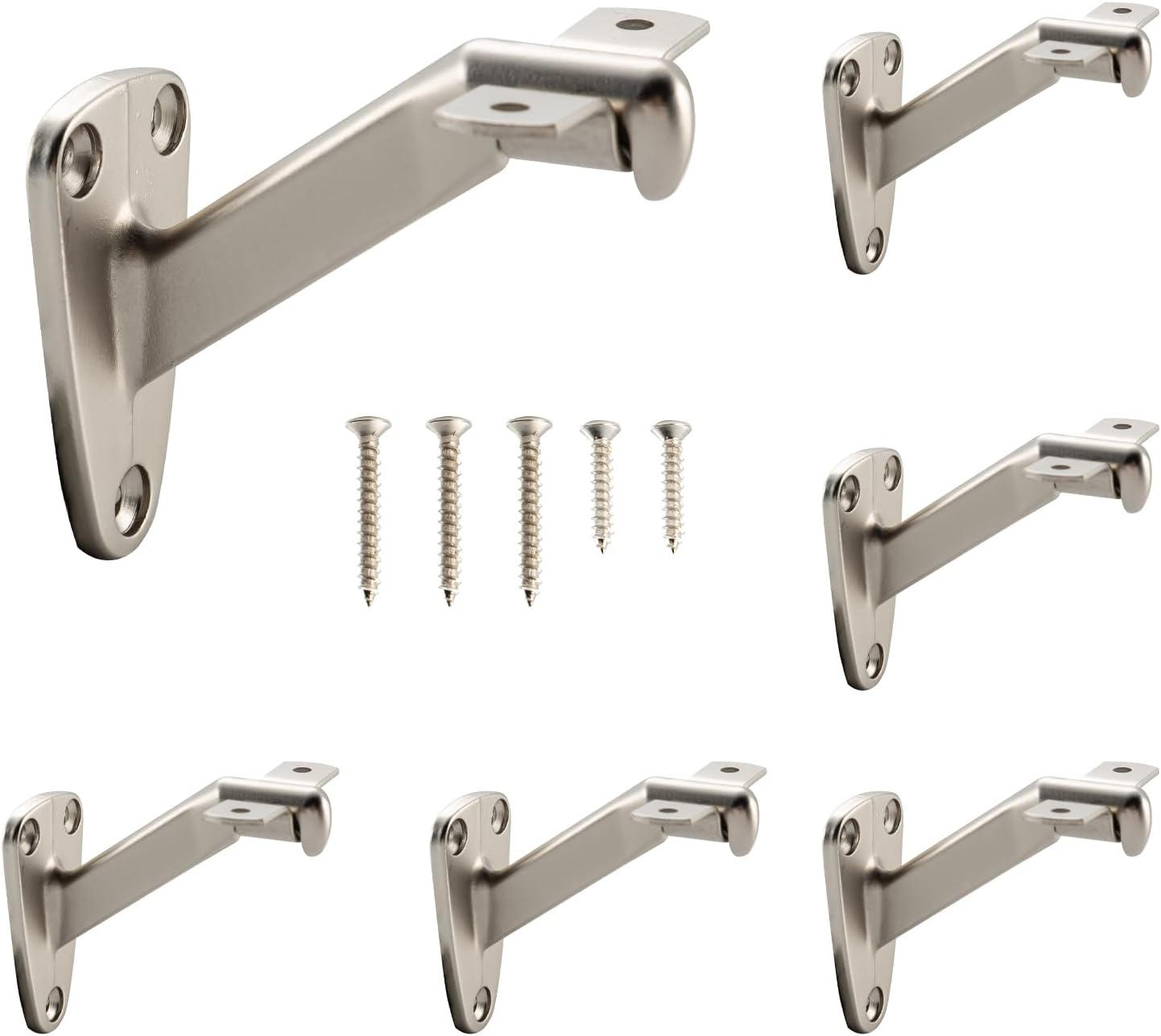 Handrail Bracket for Stairs, Satin Nickel, 6 Pack