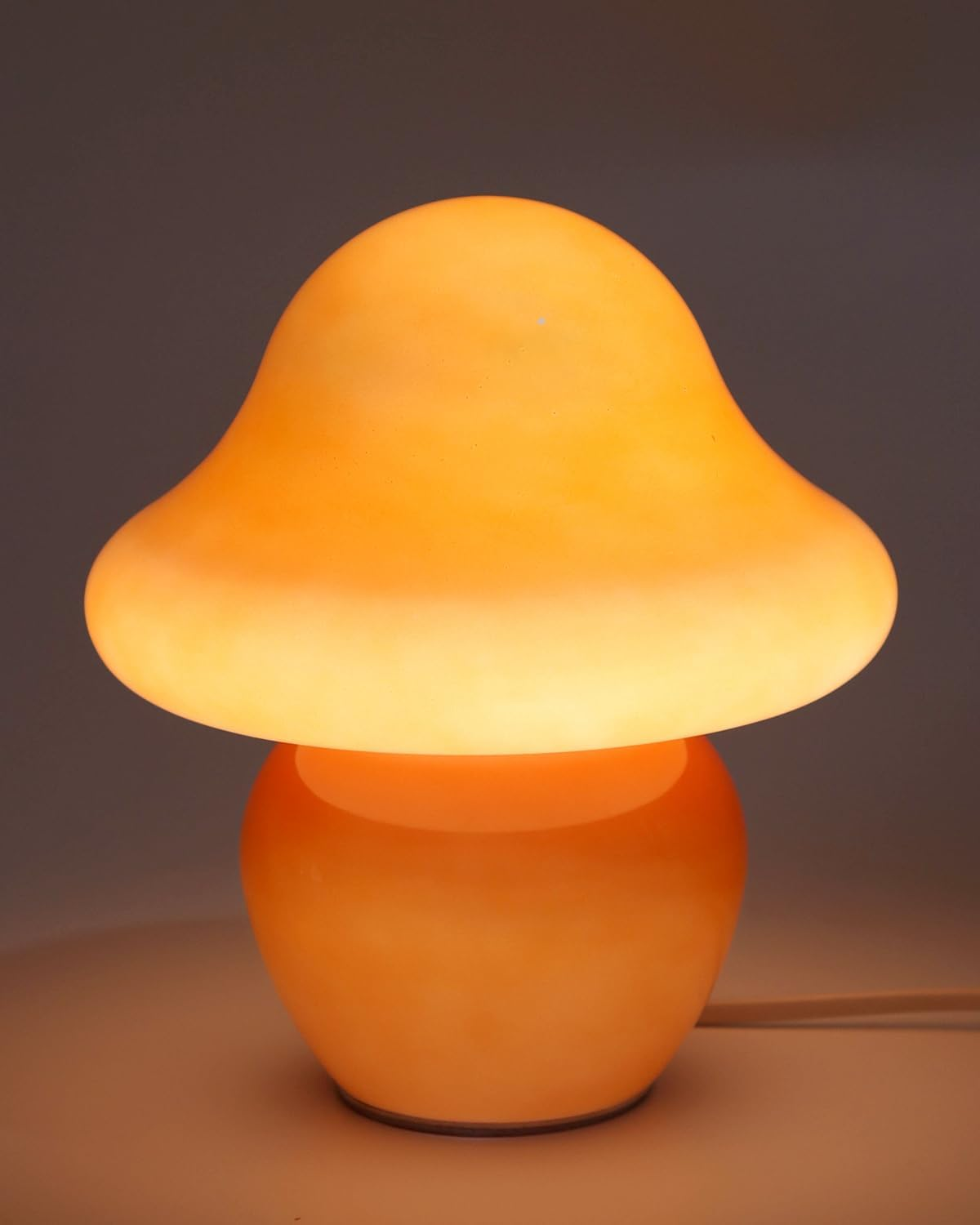 Mushroom Lamp Orange Glass Mushroom Table Lamp for Bedrooms, Living Room, Aesthetic Lamps for Bedroom, Cute Bedside Lamp