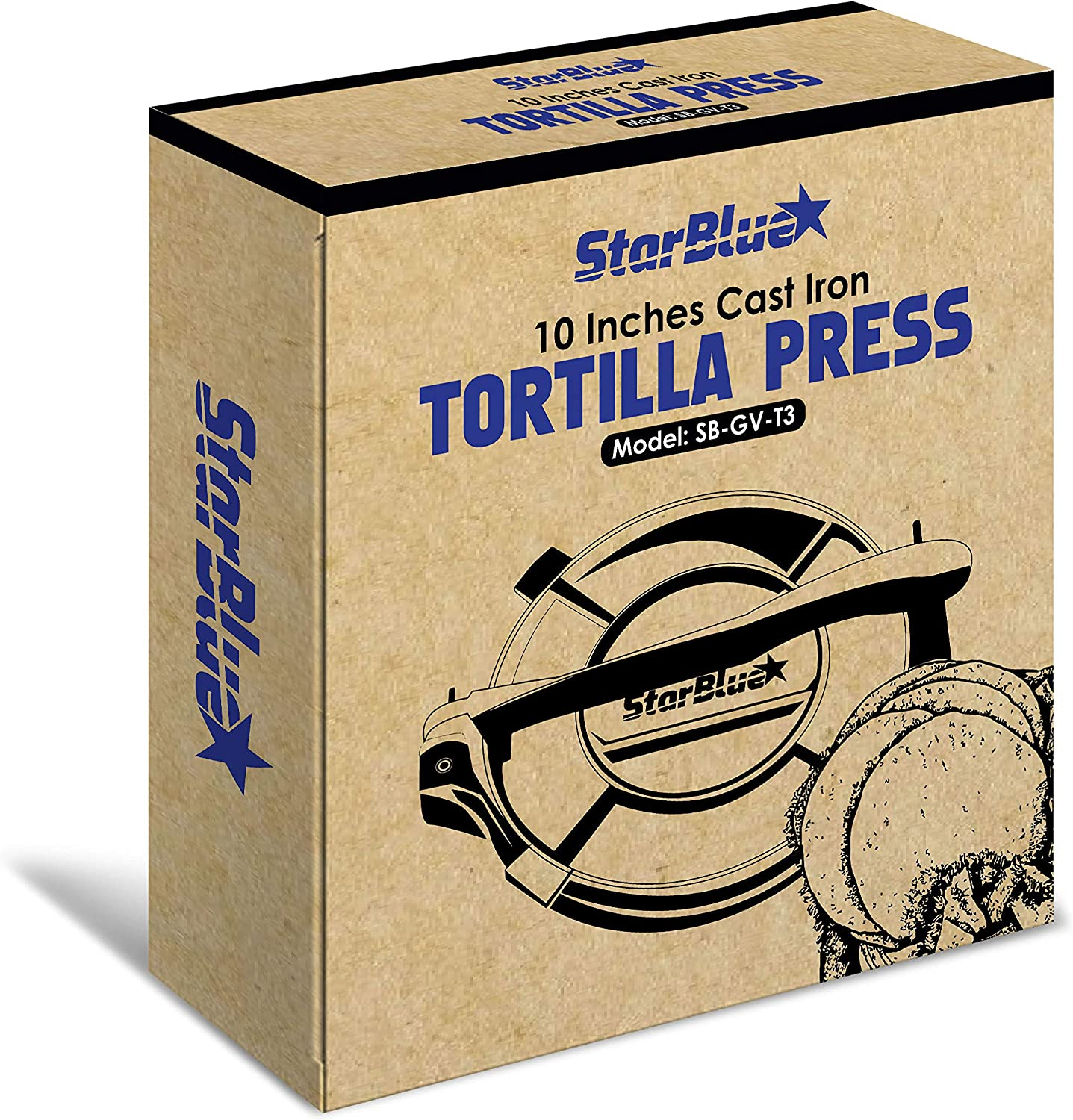 25.4cm Cast Iron Tortilla Press by StarBlue with Free 100 Pieces Oil Paper - Picture 10 of 14