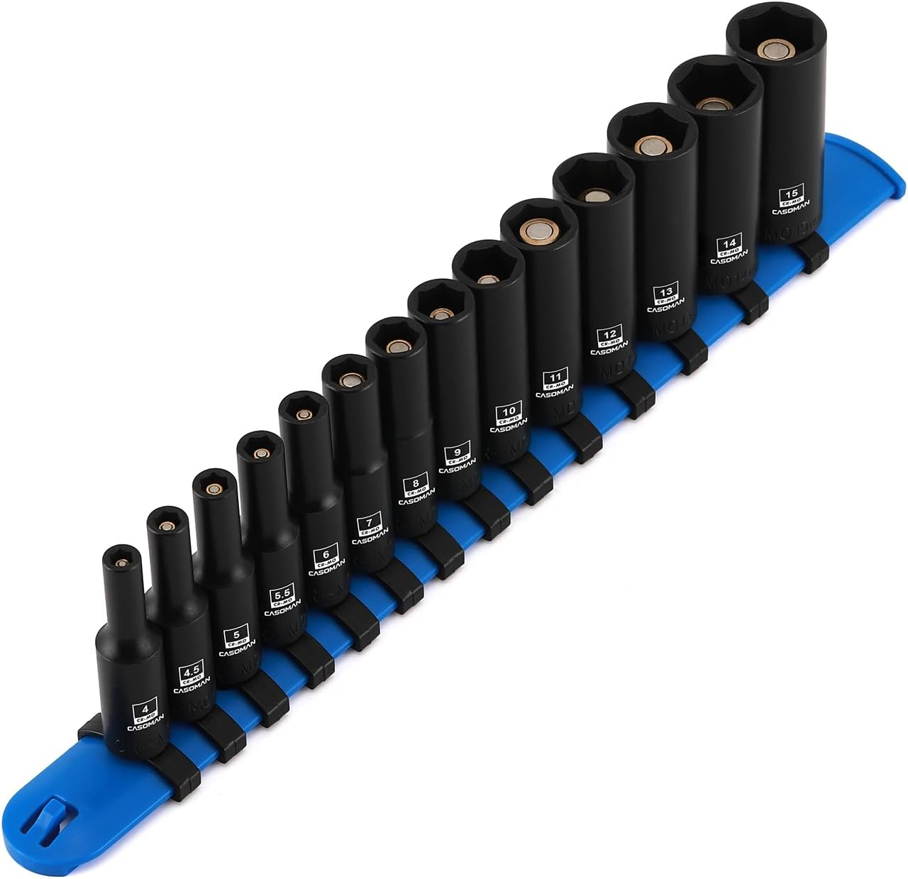 14PCS 1/4" Drive Magnetic Impact Socket Set, Deep, 6-Point, Metric, 4Mm to 15Mm, CR-MO