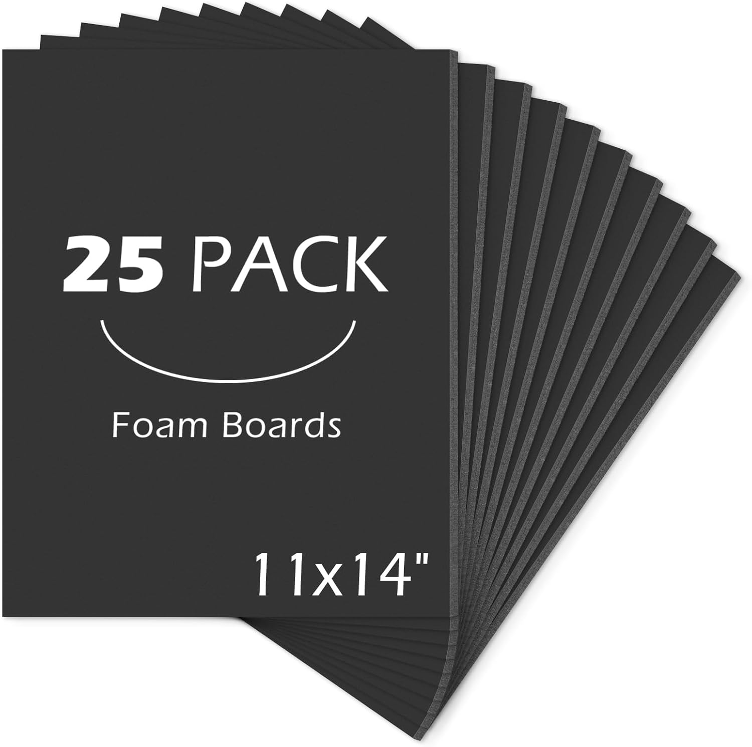 Mat Board Center, Pack of 25 Foam Boards (Black Color, 11X14 3/16