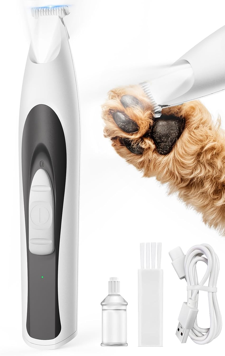 Oneisall Low Noise Dog Paw Trimmer with LED Light, Paw Trimmer for Dogs 0.8Inch Widen Blade, 35Db Cordless Electric Pet Paw Grooming Clippers for Paws, Ears, Face, Rump