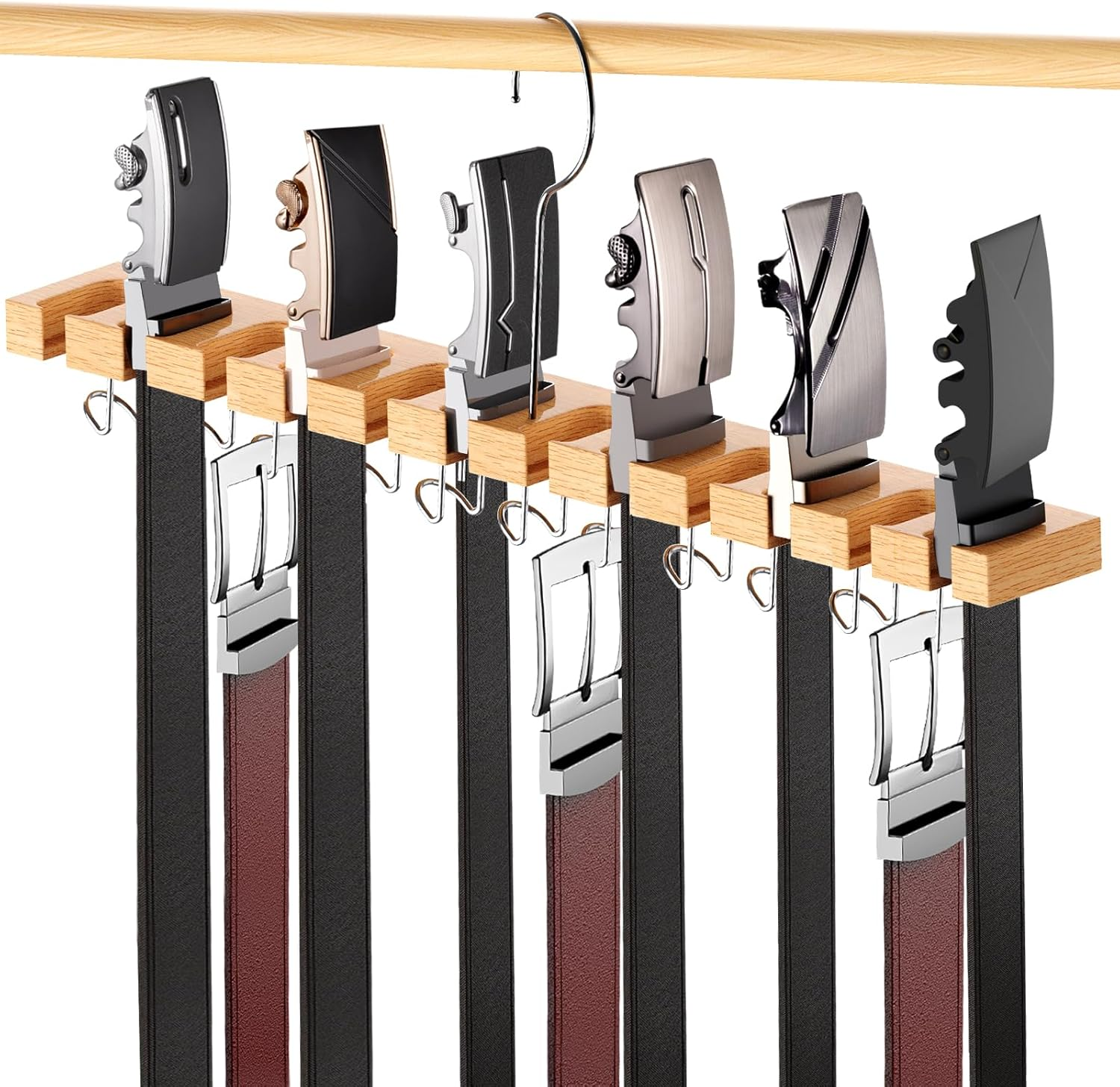 Organizador Madera para Cinturones Y Corbatas Rotatorio 360 Grados Alta Calidad