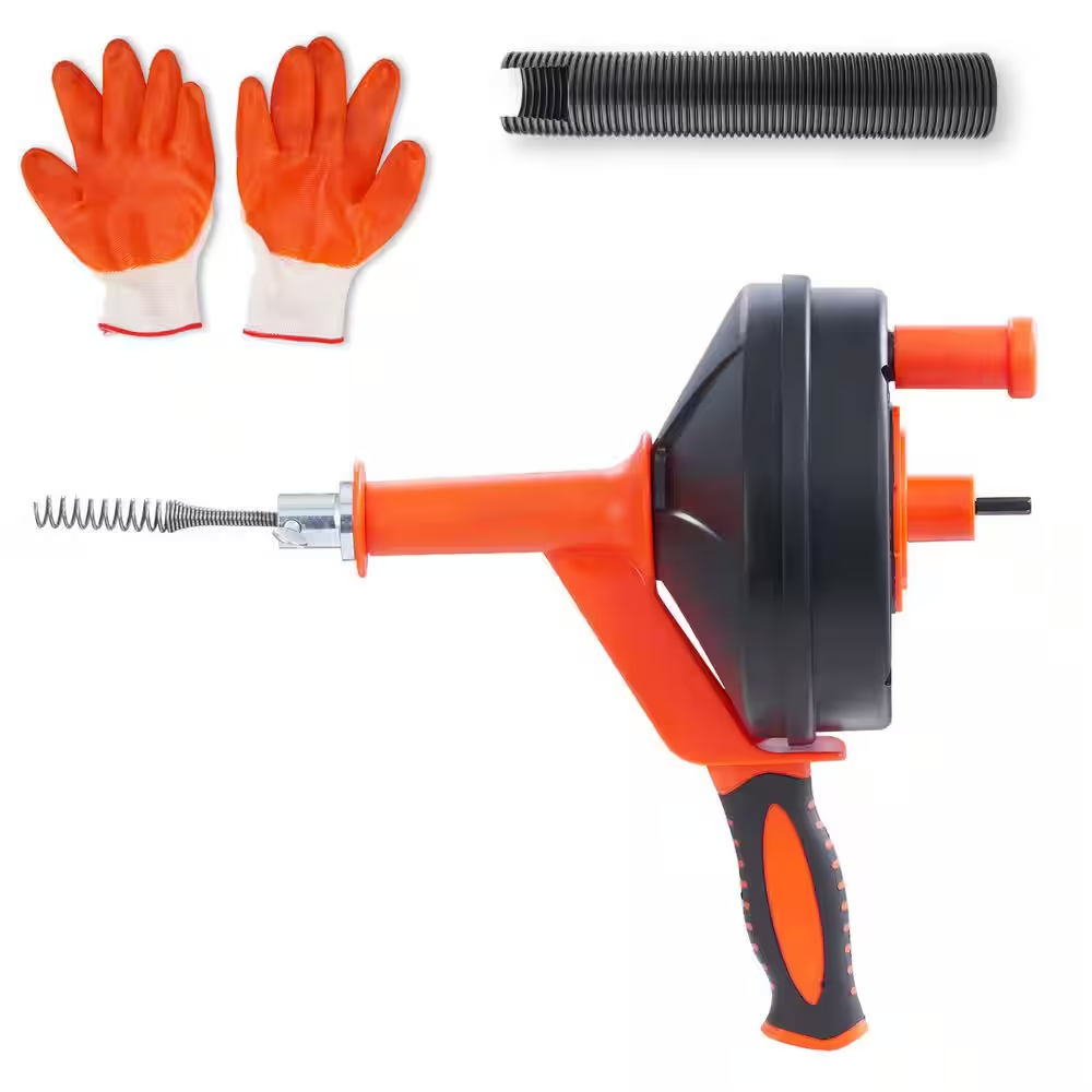 Drain Auger 25 Ft., Plumbing Snake with Drill Attachment, Plumbers Snake Drain Clog Remover for Bathroom Shower Sink