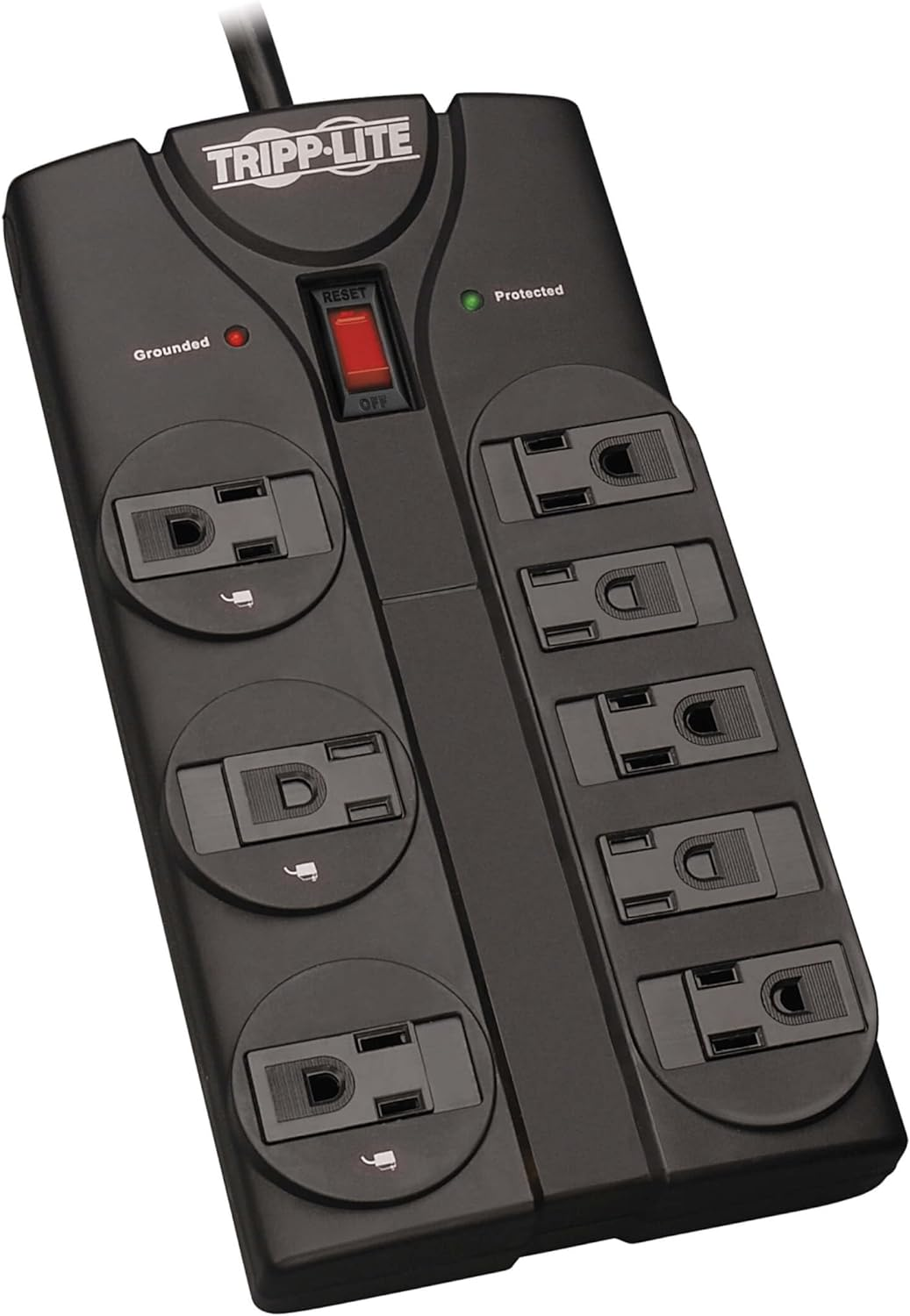 Eaton  Series TLP808B 8 Outlet Surge Protector Power Strip with Flat Plug, 1440 Joule Rating, Black, UL Listed & Certified, 8Ft Extension Cord with Multiple Outlets for Home Office