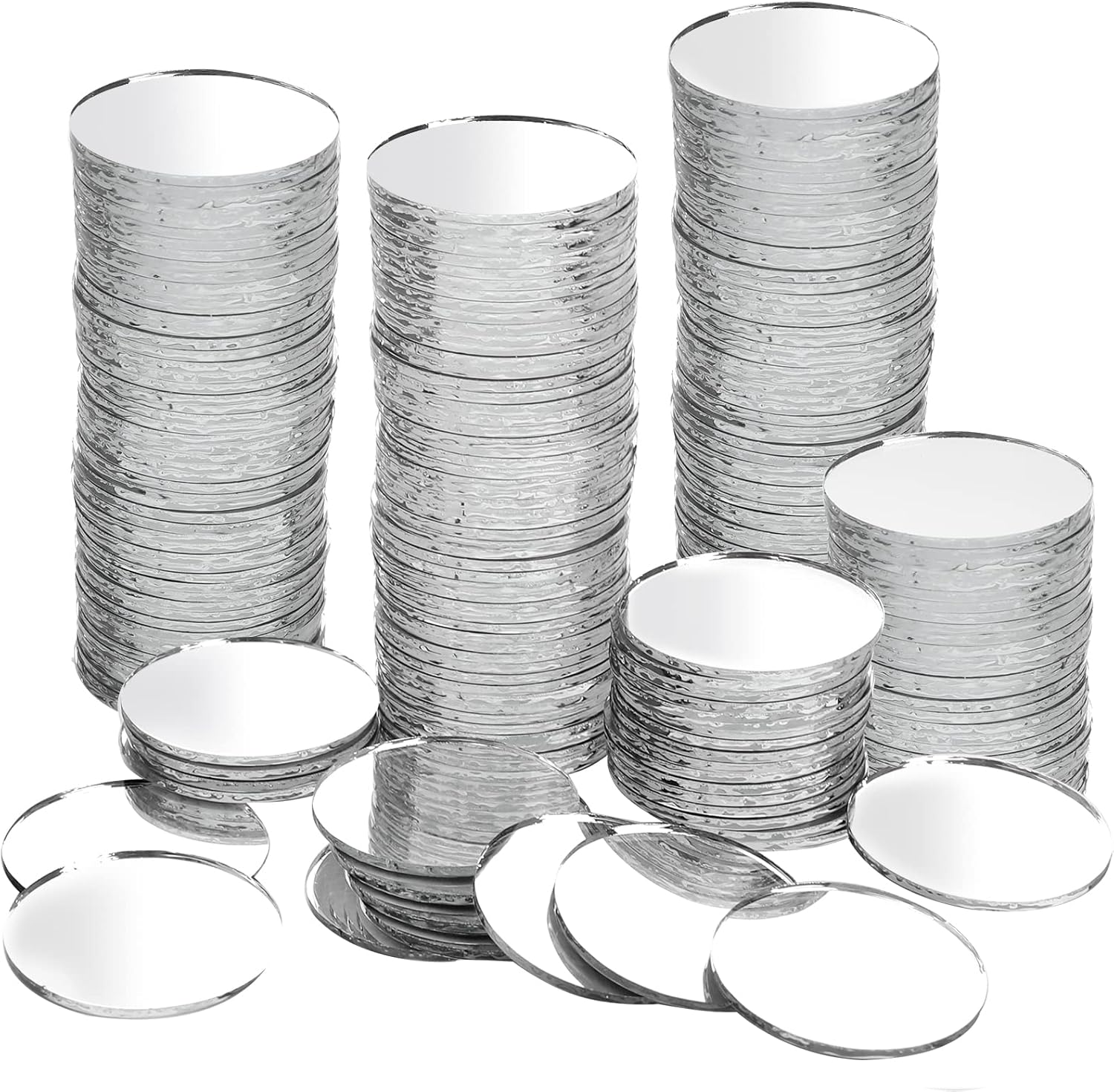 200Pcs Small round Glass Mirrors, 1 Inch round Mirror for Cafts, Mini Circle Mosaic Mirror Tiles for DIY Projects, Traveling, Framing, Decoration